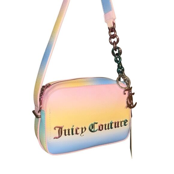 Juicy Couture Rainbow Tie-Dye Jasmine Squared Faux Leather Crossbody Bag & Charm - Picture 5 of 14